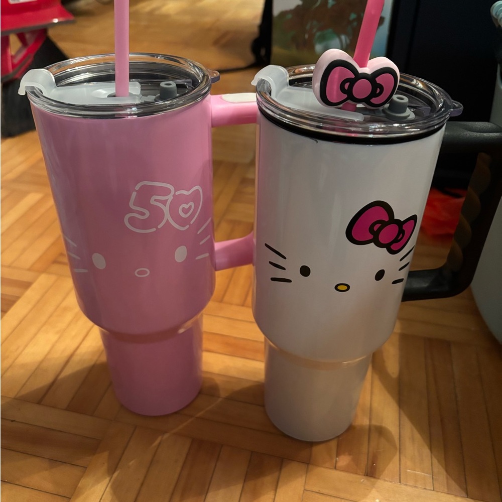 Hello Kitty Pink and White Travel Mugs